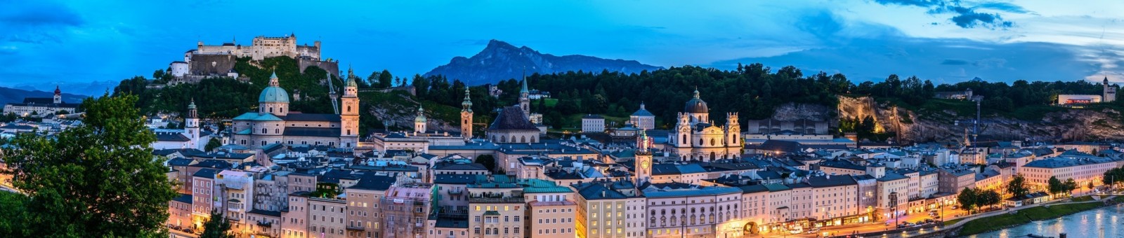     Panorama of Salzburg by night 